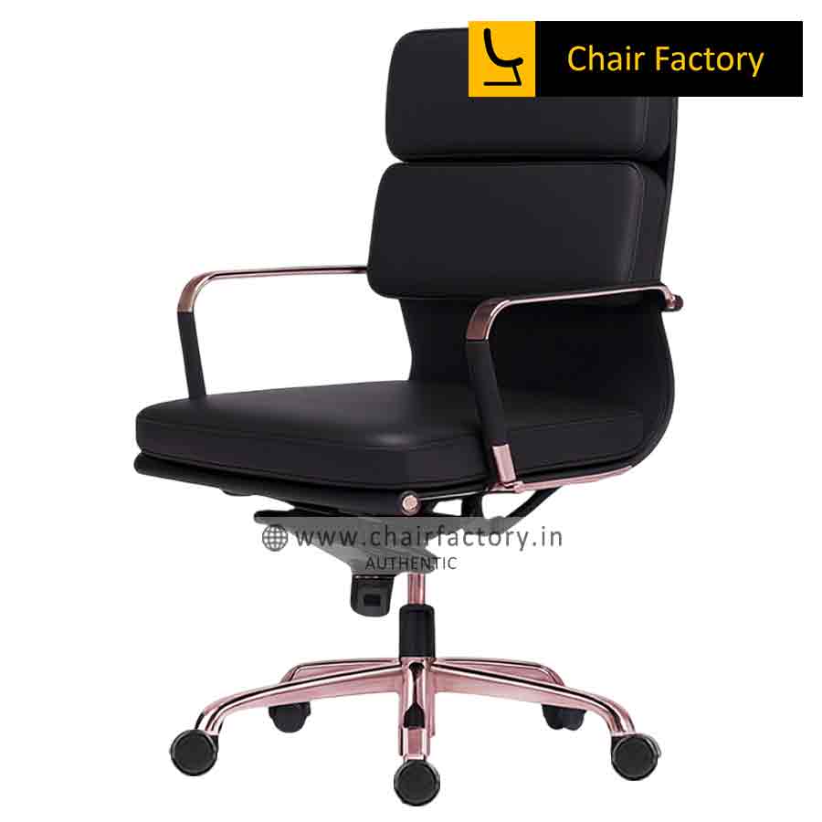 James Soft Pad Rose Gold Mid Back 100% Genuine Leather Office Modern Chairs